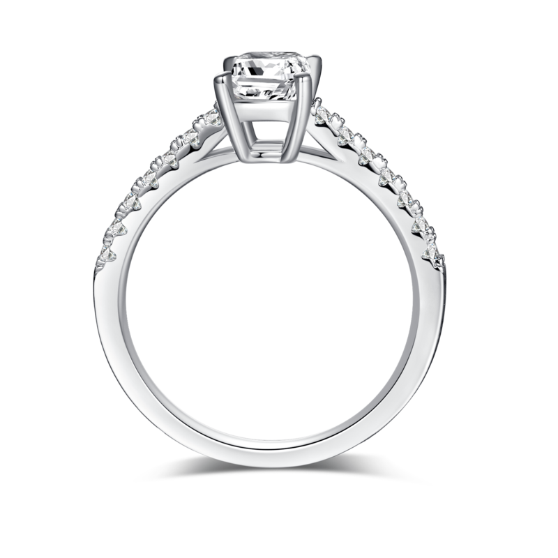 微镶长方形S925银镀白金MoissaniteWomen's Ring1.0ctD级